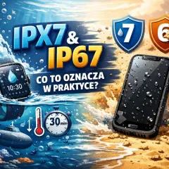 Smartwatch i smartfon z certyfikatem IP67 zanurzone w wodzie, gotowe na przygody.