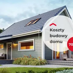 Koszty budowy domu 70m2 pod klucz. Nowoczesny, parterowy dom z tarasem i dużymi oknami.