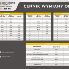 Cennik wymiany opon: osobówki od 25 zł, 4x4 od 40 zł, dostawcze od 30 zł. Sprawdź, ile kosztuje wymiana opon w Dobrym Warsztacie.