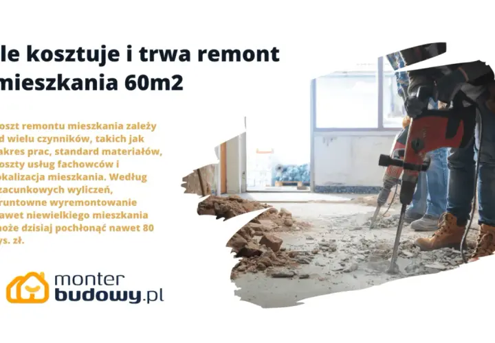 Ile kosztuje kapitalny remont mieszkania 60m2? Prace budowlane z młotami udarowymi w tle.