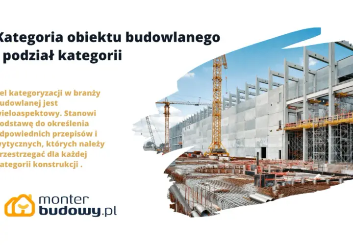 Budowa obiektu budowlanego z żurawiami i betonowymi elementami. Kategoryzacja obiektów budowlanych jest kluczowa.