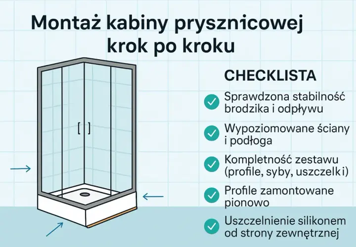 Instrukcja montażu kabiny prysznicowej krok po kroku. Sprawdź checklistę, by dowiedzieć się, jak prawidłowo zamontować kabinę i poznać jej cenę.