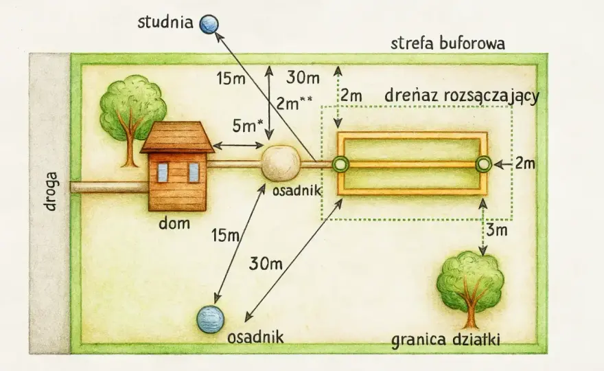 Przydomowa oczyszczalnia ścieków - odległości i formalności