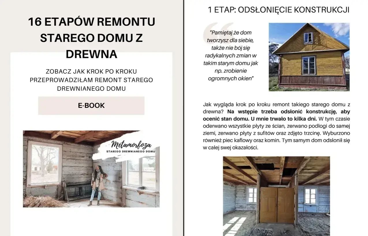 Remont starego domu z drewna: pierwszy etap to odsłonięcie konstrukcji, by ocenić stan. Zobacz, jak zacząć remont krok po kroku.