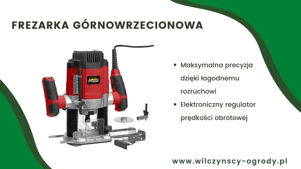 Frezarka górnowrzecionowa Meec. Opinie o narzędziu wskazują na precyzję i łagodny rozruch. Elektroniczny regulator obrotów.