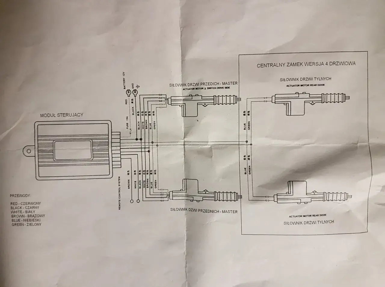 mechanizm zamka samochodowego schemat