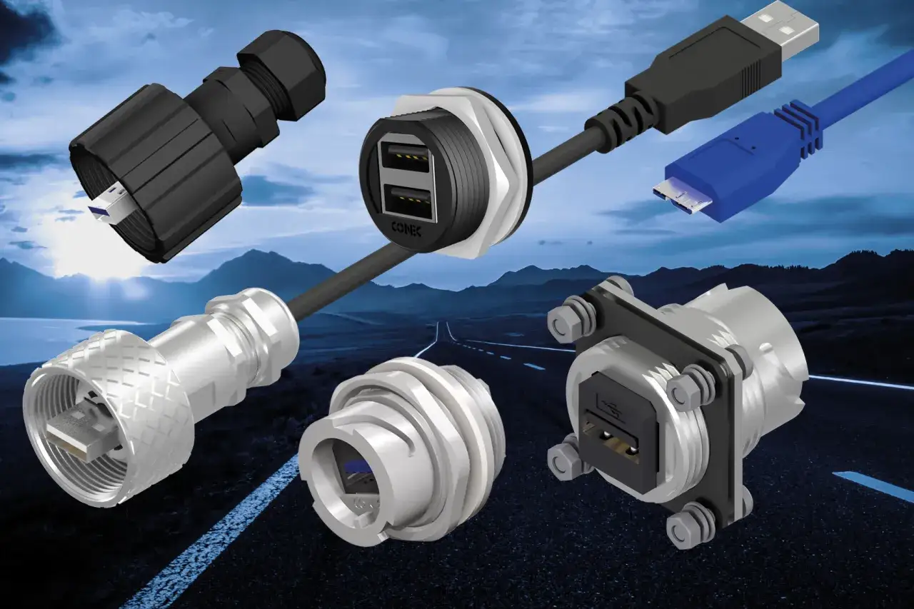 Złącza USB, w tym panelowe i z kablem, z ochroną IP67, gotowe na każde warunki.