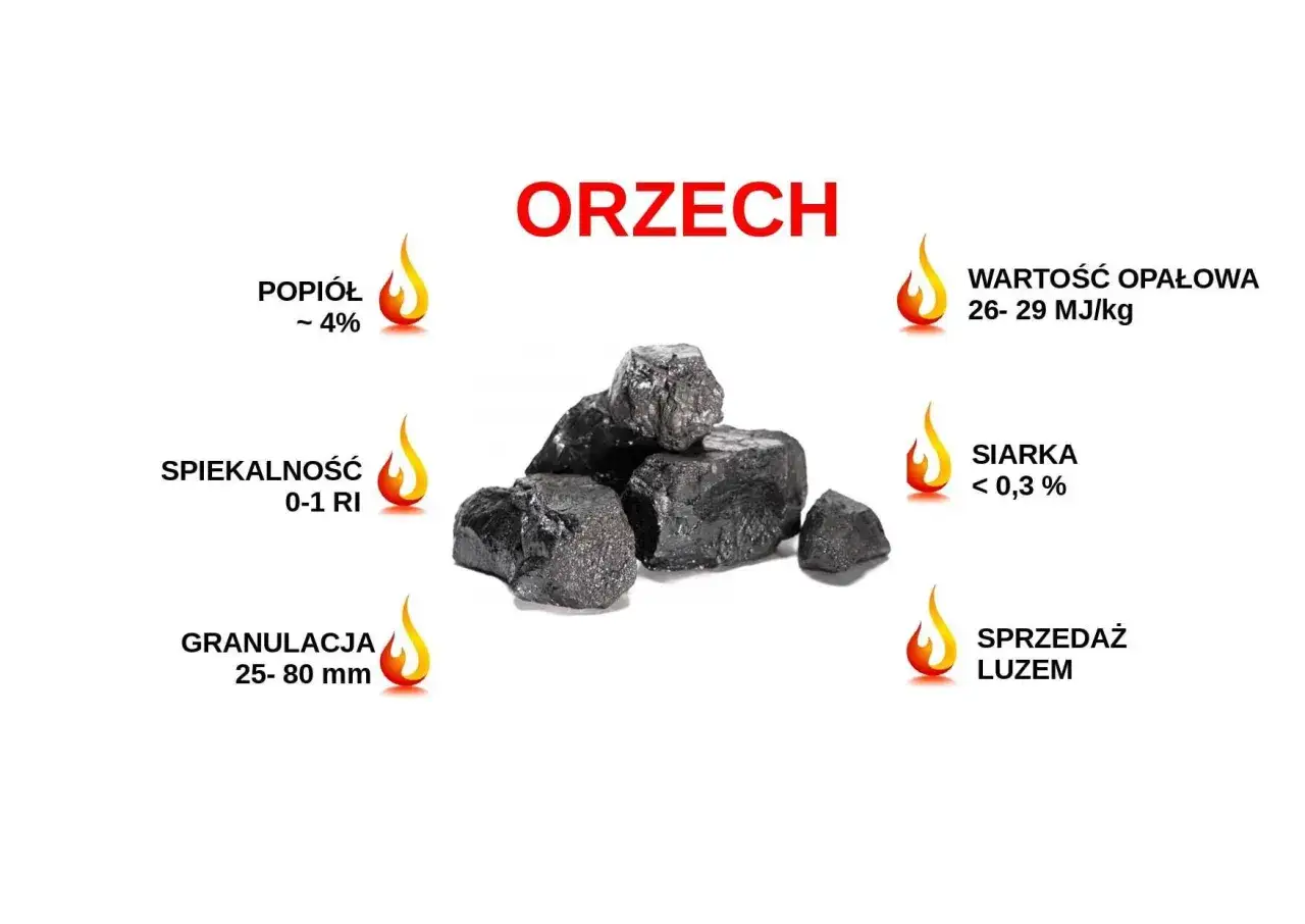 Węgiel orzech: niska zawartość popiołu i siarki, wysoka wartość opałowa. Sprawdź, ile kosztuje tona węgla.